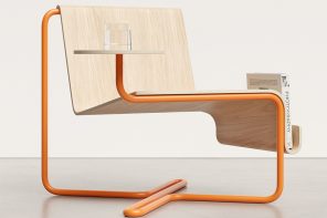 Thin bending tube offers a chair and side table concept that looks a little sus